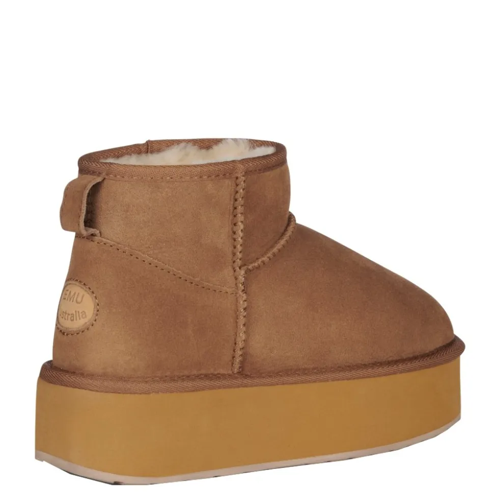 Buty śniegowce Emu AUSTRALIA STINGER MICRO Flatform skórzane brązowy W13082 Ocieplane