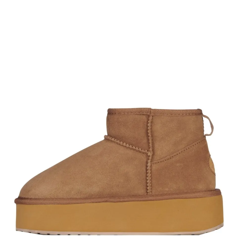 Buty śniegowce Emu AUSTRALIA STINGER MICRO Flatform skórzane brązowy W13082 Ocieplane