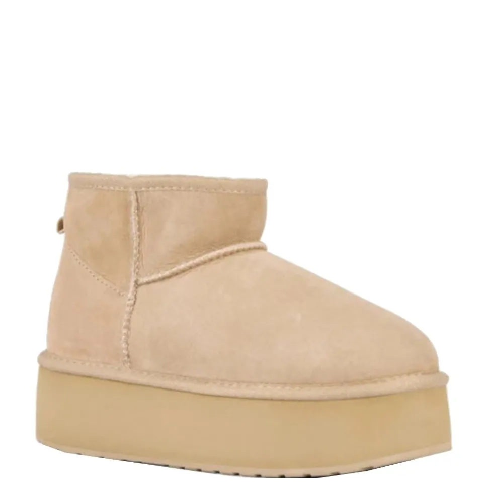 Buty śniegowce Emu AUSTRALIA STINGER MICRO Flatform skórzane brązowy W13082 Ocieplane