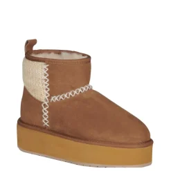 Buty śniegowce Emu AUSTRALIA STINGER KNIT Flatform skórzane brązowy W13143 Ocieplane