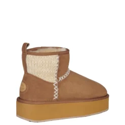 Buty śniegowce Emu AUSTRALIA STINGER KNIT Flatform skórzane brązowy W13143 Ocieplane