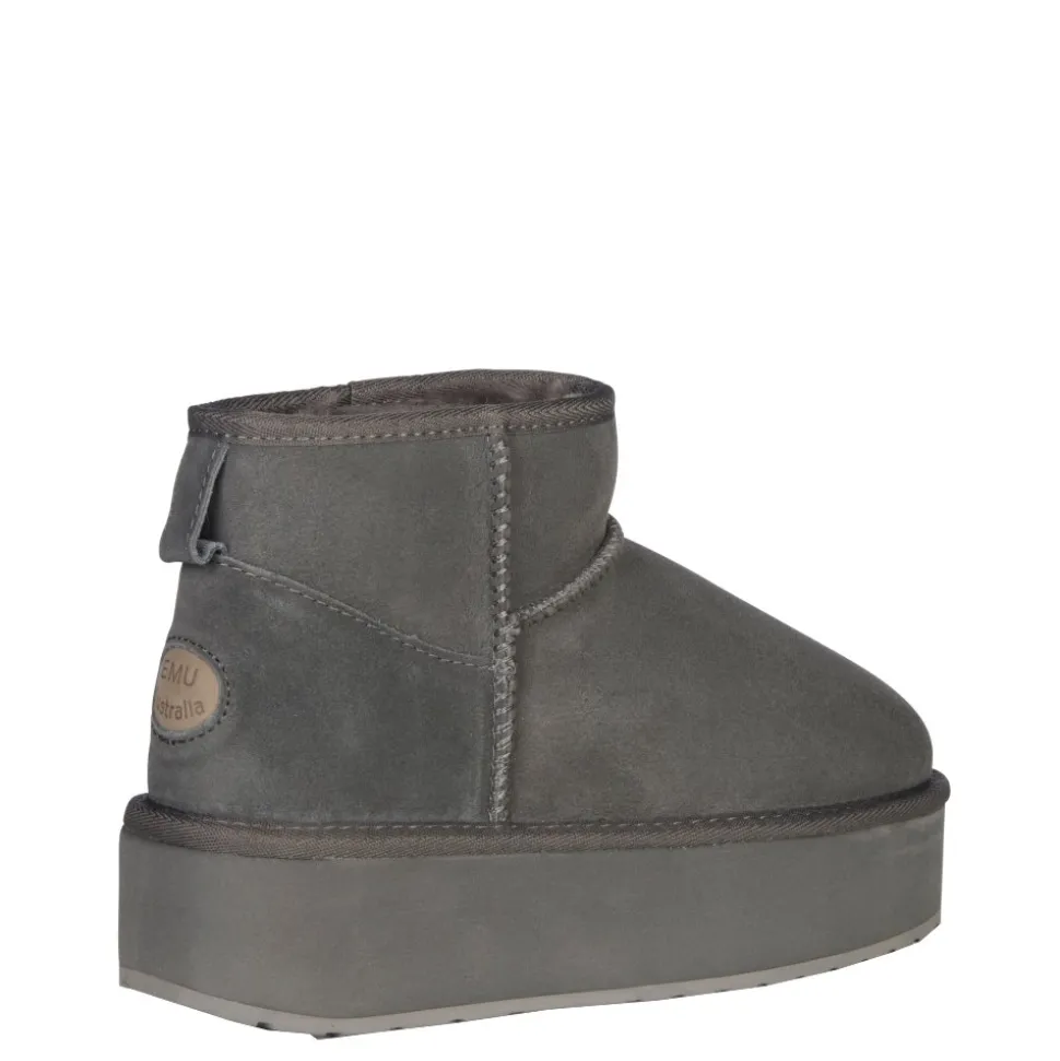 Buty śniegowce Emu AUSTRALIA STINGER MICRO Flatform skórzane szary W13082 Ocieplane