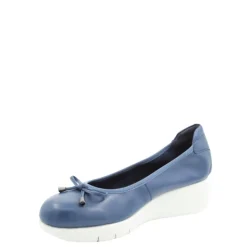 Czółenka damskie Flex&Go SAVER SHOES skórzane niebieski