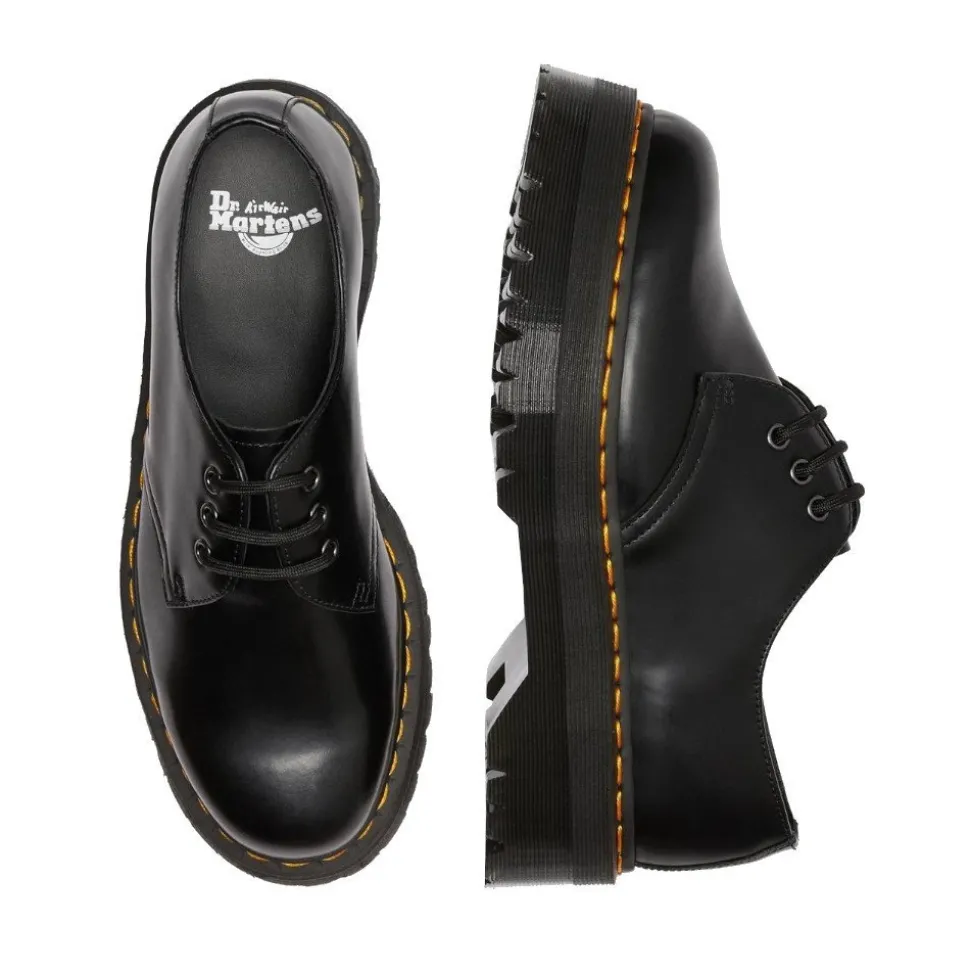 Półbuty Dr. Martens 1461 QUAD PLATFORM Black Polished Smooth 25567001