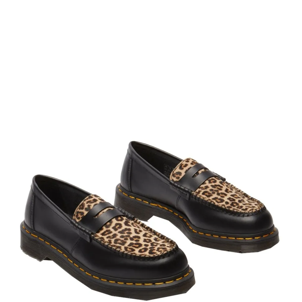 Półbuty Dr. Martens PENTON Black+Light Tan Smooth+Mini Leopard Spot Hair On 41186001