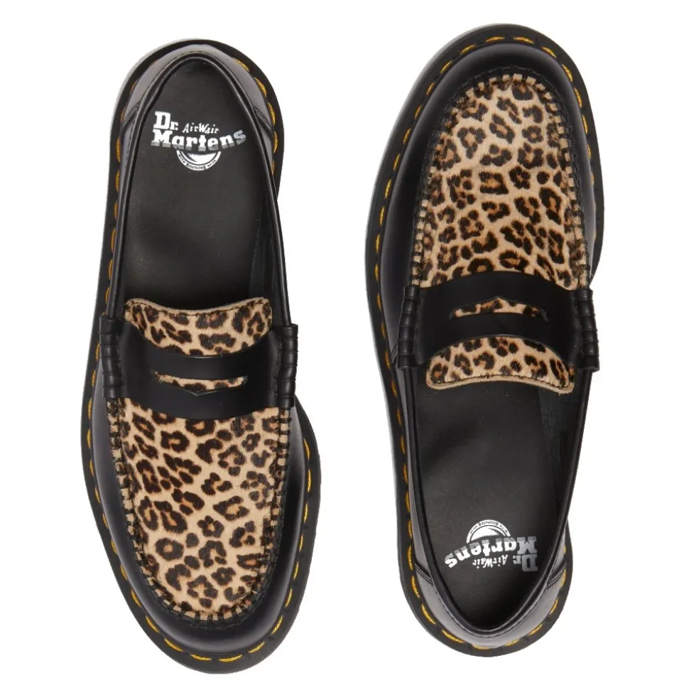 Półbuty Dr. Martens PENTON Black+Light Tan Smooth+Mini Leopard Spot Hair On 41186001