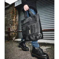 Torba Dr. Martens TOTE BAG Black Milled Nappa Kiev Jacquard Webbing AB031033